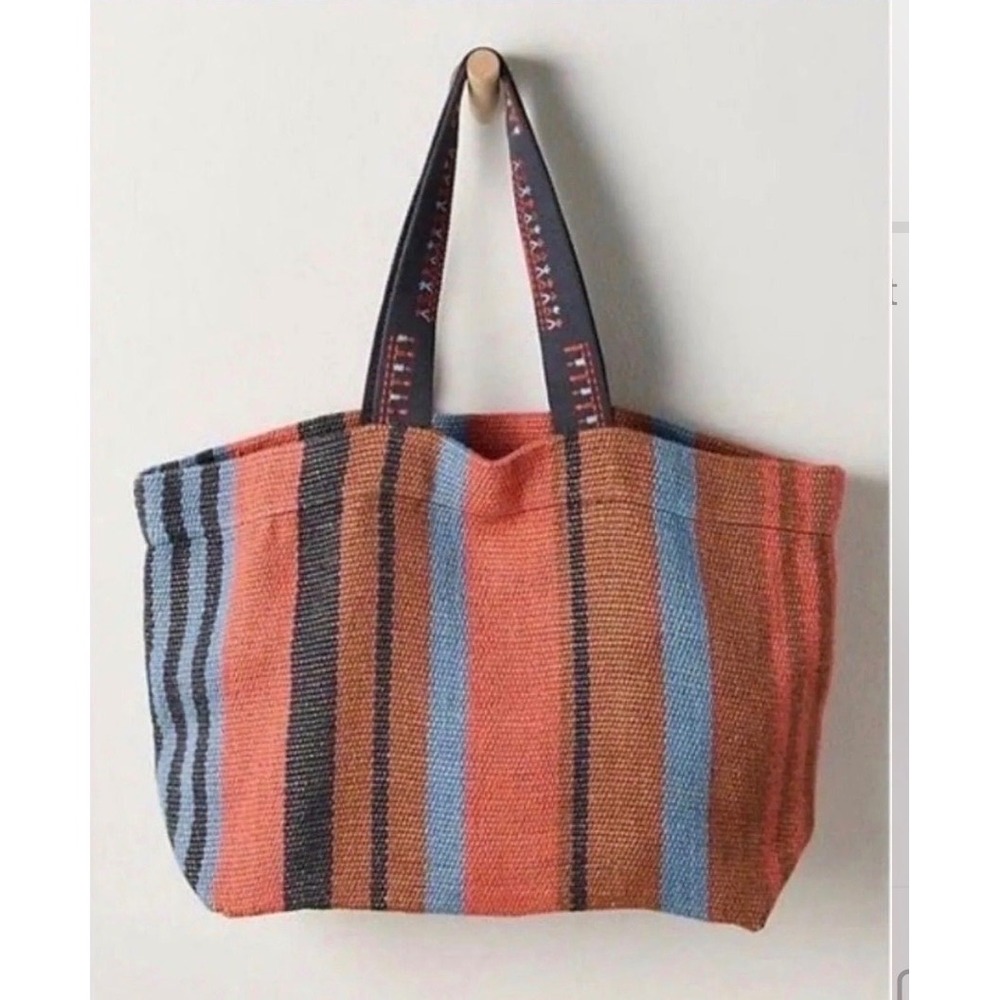 Free People Copacabana Tote orange blue kite beach bag New NWT papaya summer